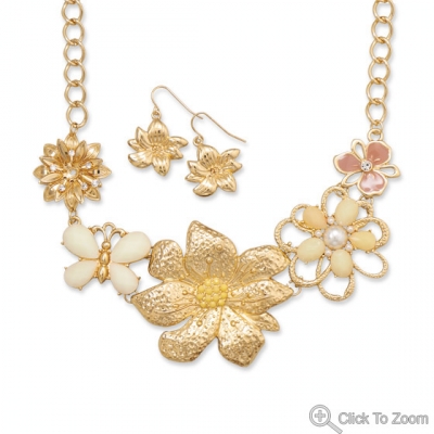 Spring Bouquet Fashion Necklace and Earring Set